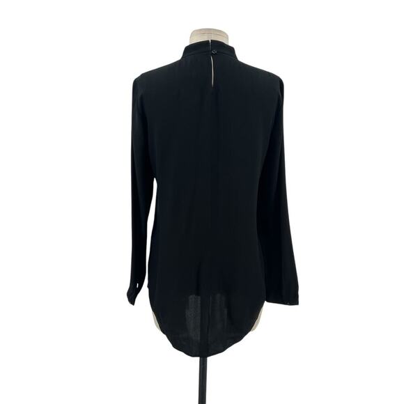 Eileen Fisher Pullover Blouse‎ Top Long Sleeve Mock Neck Silk Black Size XXS - Picture 7 of 13